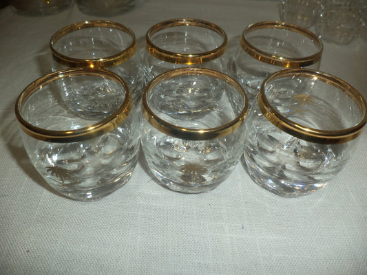 6 Palm Tree Gold Rimmed Shot Glasses