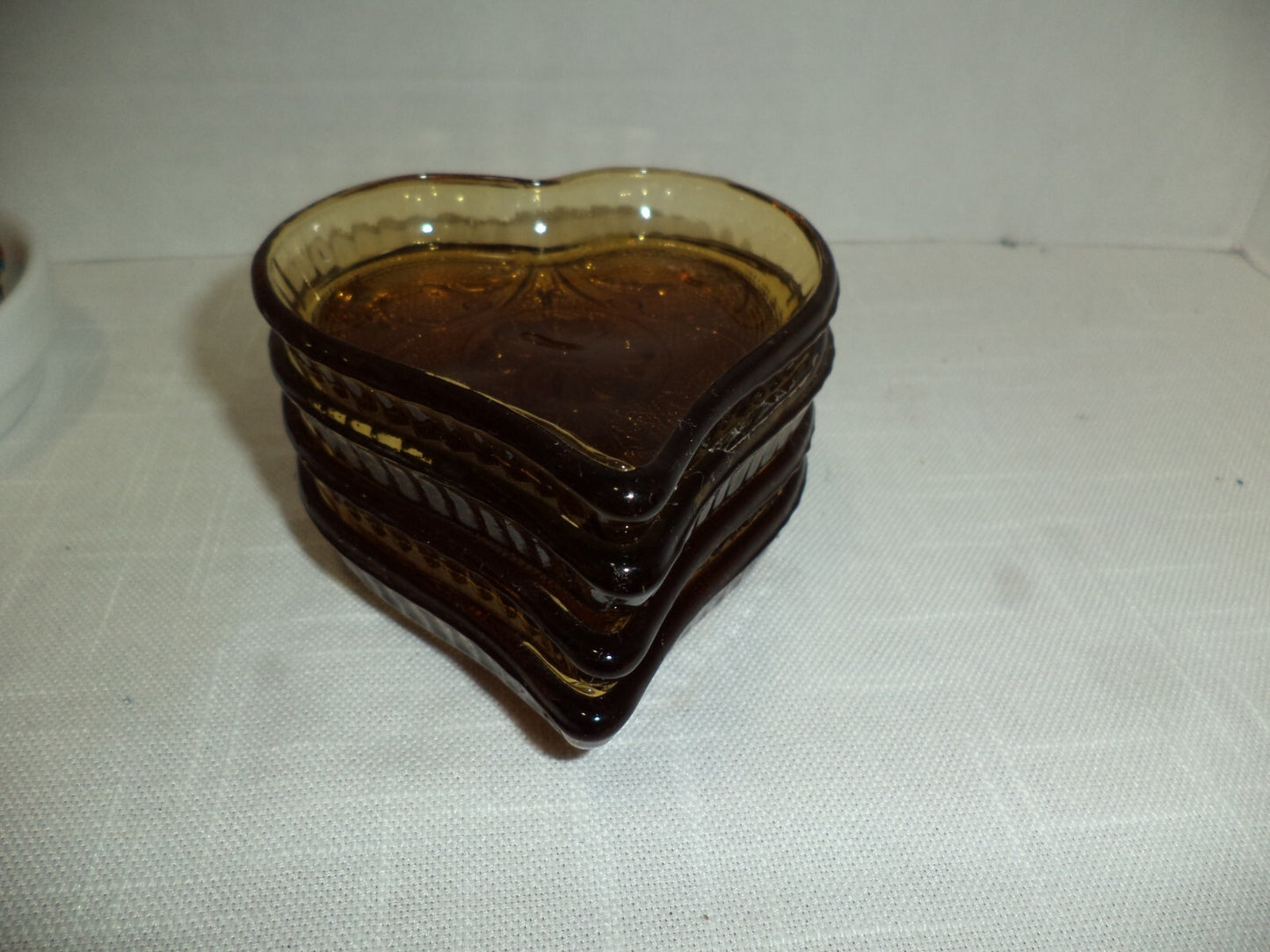 4 Indiana Tiara Amber glass Trinket/ Ring Dishes