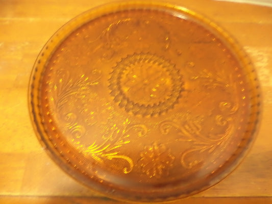 Indiana Tiara Amber Sandwich Glass Platter / Cake Plate