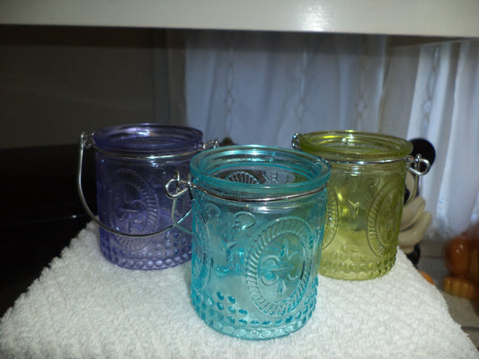 Fleur de lis Glass Candle Holders