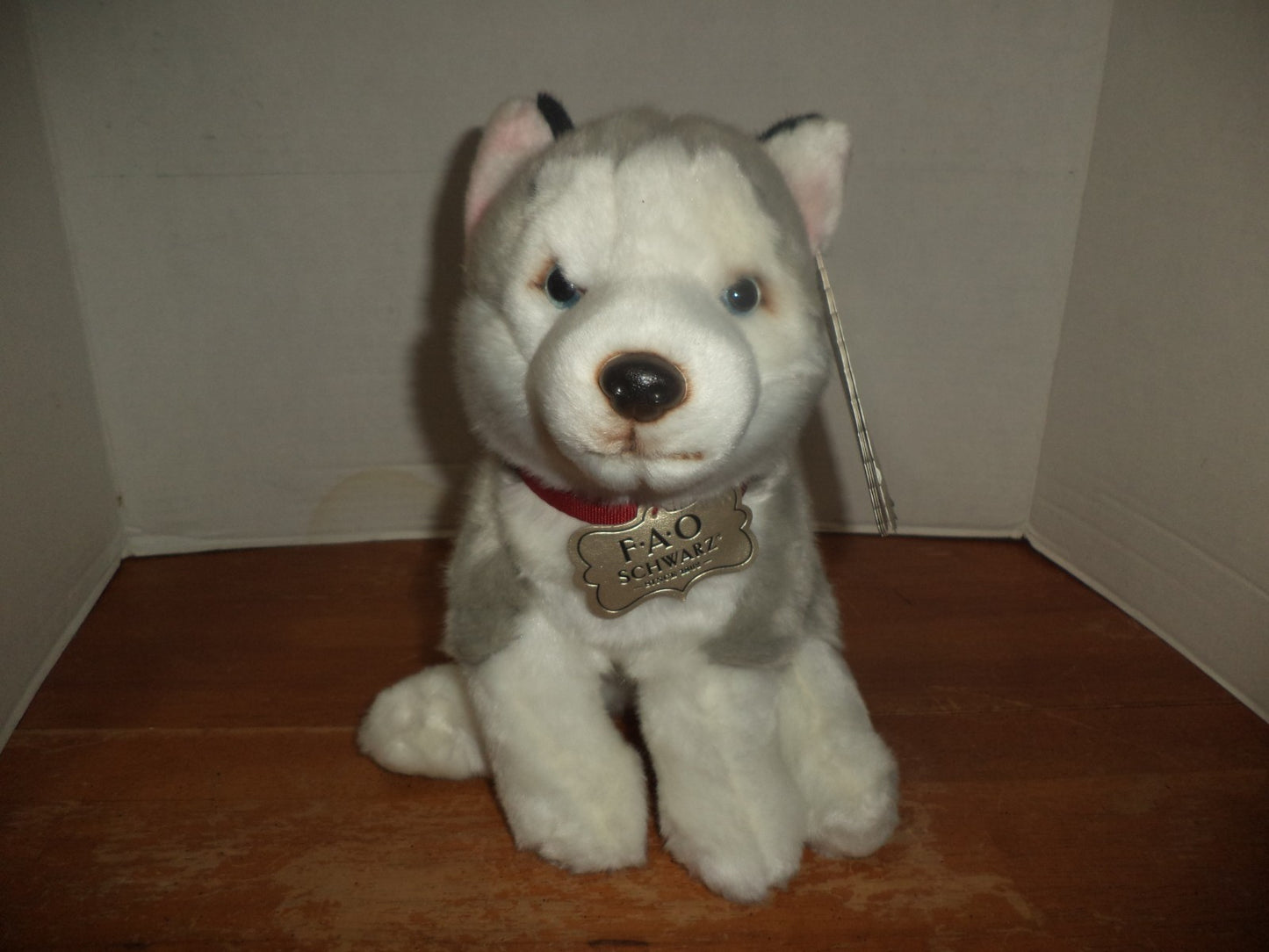 F.A.O. Scharz Grey & White Plush Dog NWT