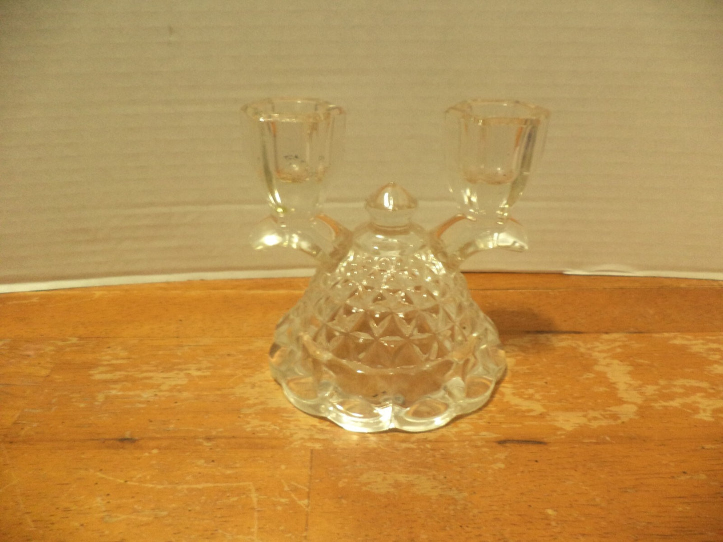 Vintage Imperial Katy Lace Edge Double Light Glass Taper Candle Holder lo 1930s