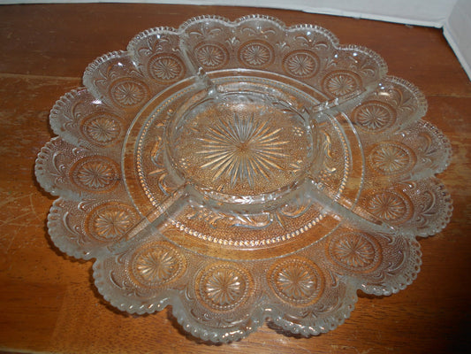Brockway Glass AMERICAN CONCORD Clear Glass 5-Part Relish Dish 11.5” 1970’s 4375