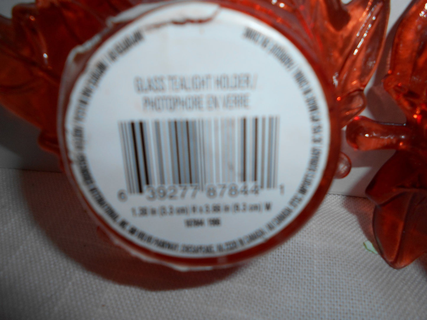 Vintage Orange Glass Maple Leaf Tealight Candle Holder