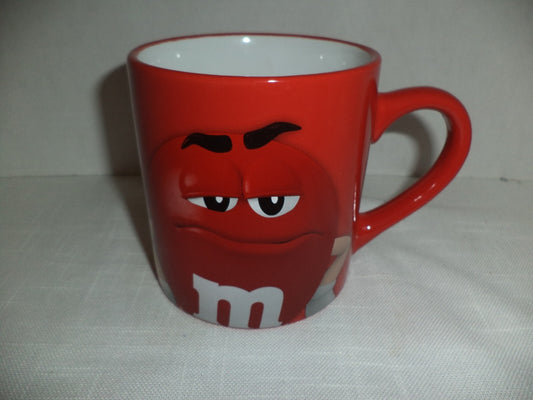 LARGE 4" RED M&M COLLECTIBLE CERAMIC COFFEE MUG DOUBLE SIDED CUP DATED  2021